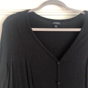Torrid Size 1 Black Button Down Dress 3/4 Sleeve